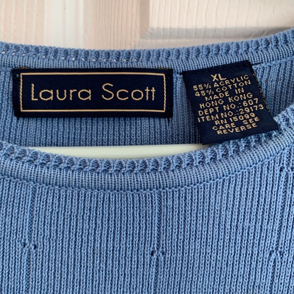 COPY - Short sleeve cornflower blue sweater top. - Picture 3 of 4